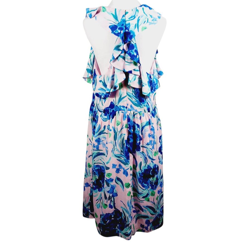 Lilly Pulitzer Rory Dress, Pink Tropics Sweet Pea, Size 14, Racer Back, Flounce - Picture 5 of 16